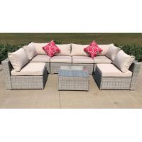 Трансформер-Диван модульный плетеный из иск. ротанга YR822BgB Grey/Beige